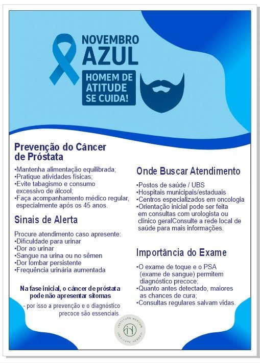 Flyer da campanha Novembro Azul: Homem de Atitude se Cuida